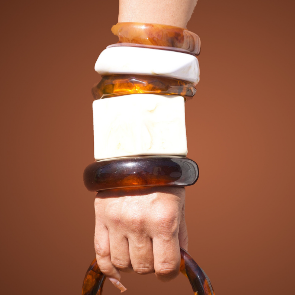 Chunky Bangles (Brown & White)